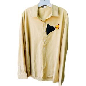 ChArmkpR XXXL muted mustard button down with graffic